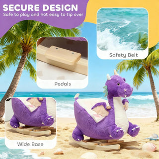 Sunvega ASTM-F963 Certified Spring Rocking Horse with Plush Fabric and Animal Sounds