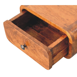 Sunvega Solid Mango Wood Wall Mounted Nightstand with Single Drawer in Chestnut