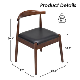 Sunvega Mid-Century Modern Dining Chairs Set of 2 with Solid Oak Frame and Handwoven Seat