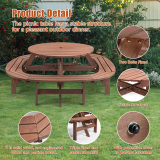 Sunvega Fir Wood Picnic Table with 2 Benches 75 Inch Dining Surface 2220lb Capacity