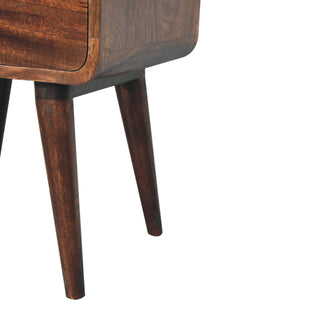 Sunvega Solid Mango Wood Nightstand with Two Drawers and Nordic Style Legs
