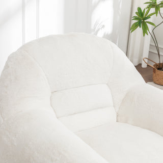 Sunvega Faux Fur Bean Bag Sofa Chair with Back Support and Footstool for Adults