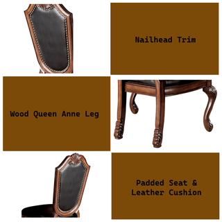 Sunvega Black PU Leather Upholstered Queen Anne Leg Armless Dining Side Chair