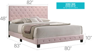 Sunvega Bold Pink Transitional King Bed for Comfortable Nightly Support