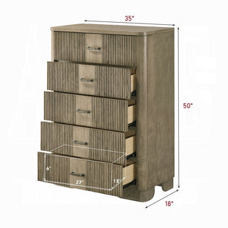Sunvega Antique Oak Finish Transitional Rustic Nightstand with 2 Storage Drawers
