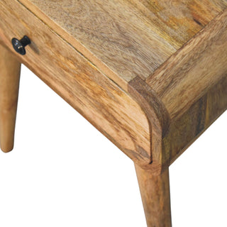 Sunvega Mid-Century Modern Solid Mango Wood Nightstand with Drawer and Tapered Legs