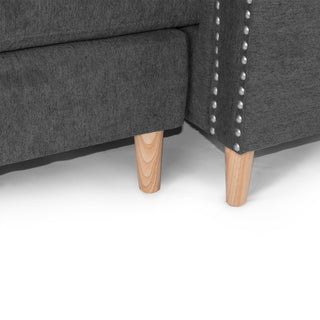 Sunvega Reversible Velvet Sectional Sofa Set with Two Accent Pillows