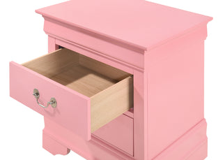 Sunvega Charming Pink Traditional Nightstand with Two Drawers for Bedroom