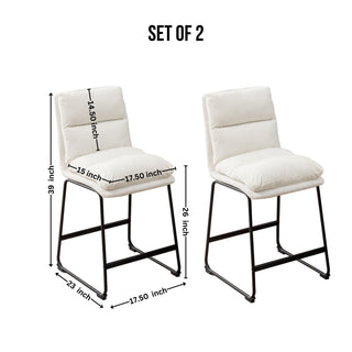 Sunvega Upholstered Counter Height Stools with Sled Base and Footrest, Set of 2