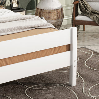 Sunvega Rubber Wood Twin Bed with Headboard and Footboard for Spacious Storage