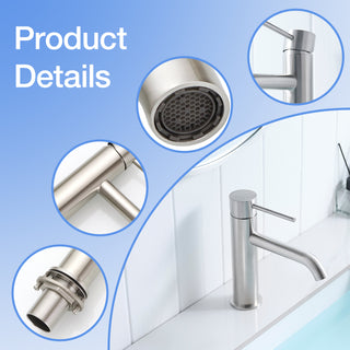 Sunvega Brushed Nickel Single Hole Waterfall Bathroom Sink Faucet with Single Handle