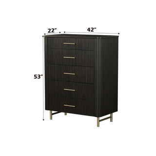 Sunvega Espresso Finish Chest with Smooth Metal Glides and Dovetail Joints