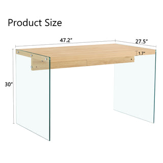 Sunvega Modern MDF Coffee Table with Tempered Glass Sides and Anti-Slip Bottom