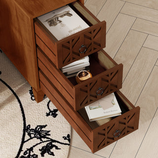 Sunvega American Style End Table with Charging Station Drawers and Arc Design