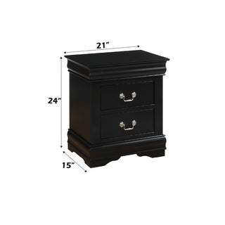 Sunvega Sleek Black Nightstand with Two Spacious Drawers and Brushed Nickel Handles