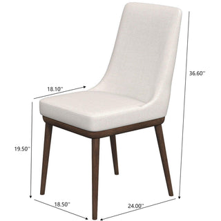 Sunvega Mid-Century Modern Dining Chair Set of 2 with Padded Linen Upholstery