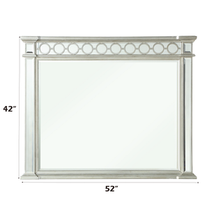Sunvega Mirrored Nightstand with Geometric Trim and Crystal Knobs for Bedroom