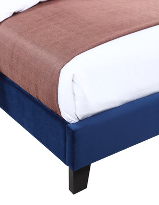 Sunvega Navy Blue Queen Upholstered Bed with Transitional Style for Bedroom