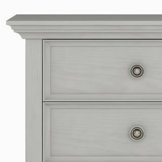 Sunvega Fog Grey Solid Wood Bedside Table with Two Spacious Drawers
