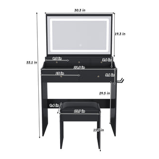 Sunvega Modern Makeup Vanity Desk with Adjustable Lighting and Power Outlet