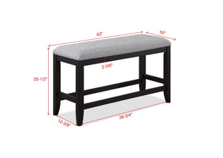 Sunvega Transitional White Finish Upholstered Counter-Height Dining Bench with Linen Look Fabric