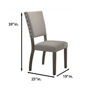 Sunvega Antique Light Gray Fabric Upholstered Dining Chair Set of 2 with Nailhead Trim