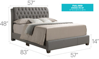 Sunvega Stylish Full Bed Frame in Light Grey Finish for Contemporary Bedroom Decor