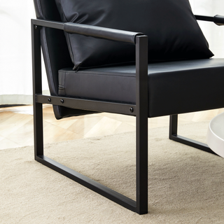 Sunvega Modern Minimalist PU Leather and Metal Frame Sofa Chair for Living Room