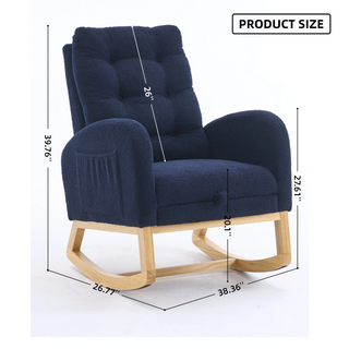 Sunvega Upholstered High Back Rocking Chair with Footrest and Side Storage Pocket