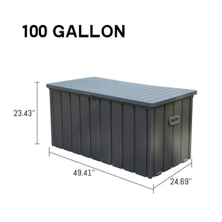 Sunvega 120 Gallon All-Weather Waterproof Lockable Outdoor Metal Storage Box with Wheels