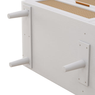 Sunvega Modern Natural Rattan 6 Drawer Dresser with Wood Legs for Bedroom Storage
