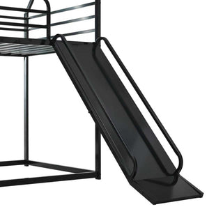 Sunvega Twin Over Twin House Bunk Bed with Slider and Ladder for Kids Room