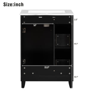 Sunvega 24-Inch Bathroom Vanity Cabinet with Ceramic Sink and Storage