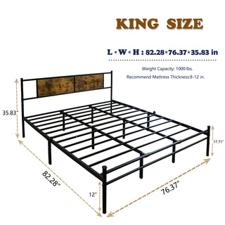 Sunvega Sturdy Queen Size Bed Frame with Wood Headboard & Footboard