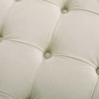 Sunvega Round Storage Ottoman with Faux Leather Upholstery and Tufted Design