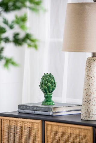 Sunvega Vintage Green Ceramic Blooming Artichoke Accent for Dining Room