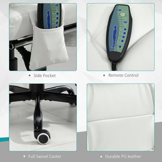Sunvega High Back PU Leather Office Chair with 7-Point Vibrating Massage and Reclining