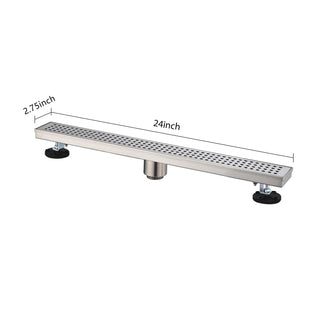 Sunvega 28 Inches Linear Shower Drain with Hair Strainer and Leveling Feet