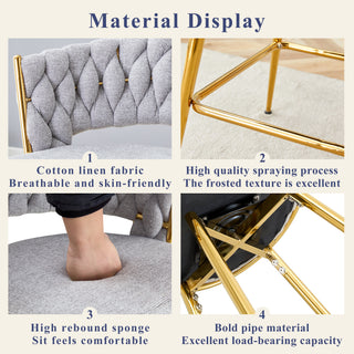 Sunvega 360 Swivel Bar Stools with Cotton Linen Cushions and Electroplated Metal Frame