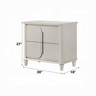Sunvega Pearl White Finish Luxury Glam 2-Drawer Wooden Bedroom Nightstand