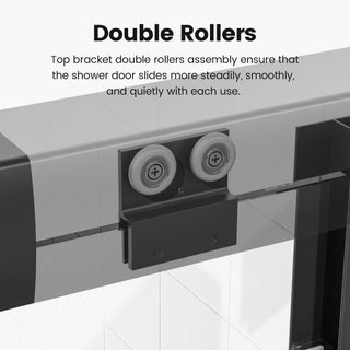 Sunvega Semi-Frameless Double Sliding Shower Door with Tempered Glass in Matte Black