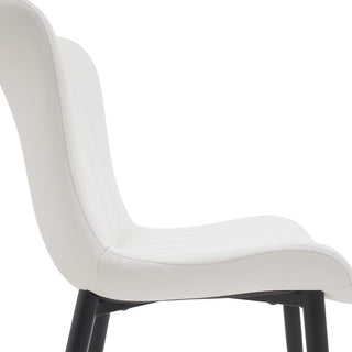 Sunvega Set of 2 Black Faux Leather Mid-Century Modern Armless Dining Chairs