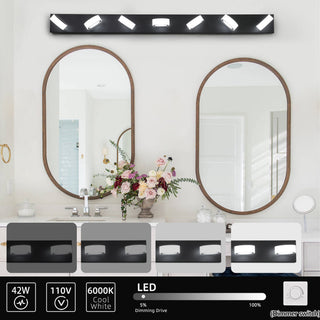 Sunvega Modern 7-Light LED Vanity Fixture with Acrylic Shades and Chrome Finish
