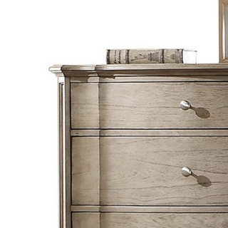 Sunvega Antique Taupe Finish 5-Drawer Chest with Felt-Lined Top and Cabriole Legs