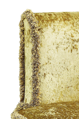 Sunvega Gold Vanity Stool with Opulent Rococo Style and Button Tufted Back