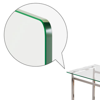 Sunvega 51" Modern Minimalist Rectangular Glass Dining Table for 4-6 with Silver Chrome Metal Legs