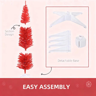Sunvega Pencil Artificial Xmas Tree with Faux Snow Flocked Full Branch Tips Flame-retardant