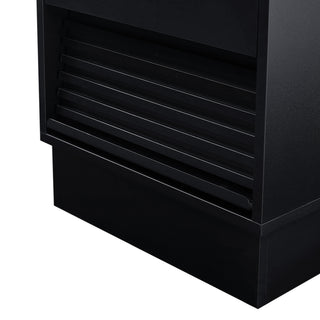 Sunvega Modern Brown Nightstand with Charging Station, Smart LED Lights, and Two Drawers