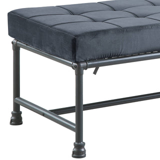 Sunvega Brantley Gray Velvet Upholstered Bench with Memory Foam Cushion