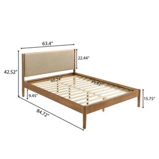 Sunvega 5-Piece Rubberwood Bedroom Set with Queen Bed Dresser Mirror Nightstand Chest